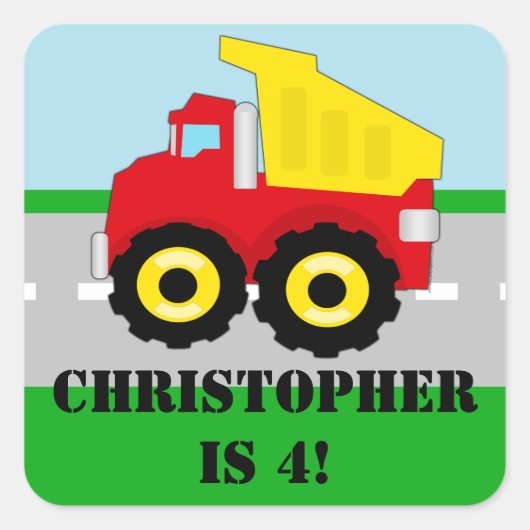 Gepersonaliseerde naam Boys Kinder constructie Dum Vierkante Sticker (Voorkant)