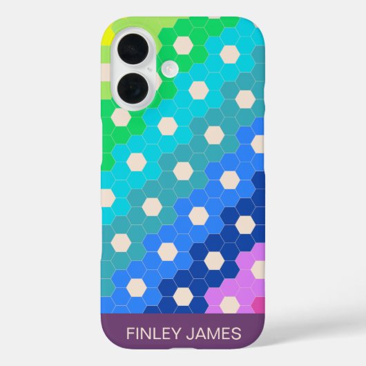 Gepersonaliseerde naam Bright Retro Modern Geometr Case-Mate iPhone Case (Achterkant)