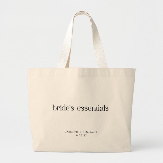 Gepersonaliseerde naam Bruid Essentials Minimale b Grote Tote Bag (Voorkant)