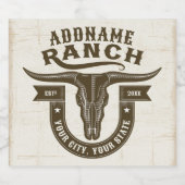 Gepersonaliseerde NAAM Bull Steer Skull Westerne R Bier Etiket (Enkel label)