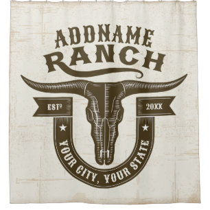 Gepersonaliseerde NAAM Bull Steer Skull Westerne R Douchegordijn