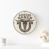 Gepersonaliseerde NAAM Bull Steer Skull Westerne R Grote Klok (Huis)