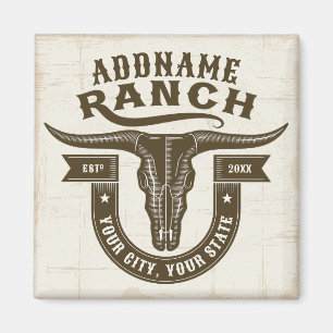 Gepersonaliseerde NAAM Bull Steer Skull Westerne R Magneet