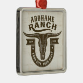 Gepersonaliseerde NAAM Bull Steer Skull Westerne R Metalen Ornament (Rechts)