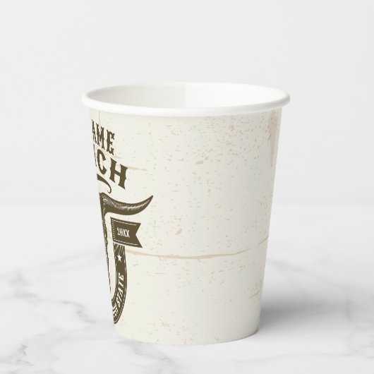 Gepersonaliseerde NAAM Bull Steer Skull Westerne R Papieren Bekers (Links)