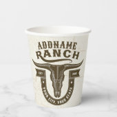 Gepersonaliseerde NAAM Bull Steer Skull Westerne R Papieren Bekers (Voorkant)