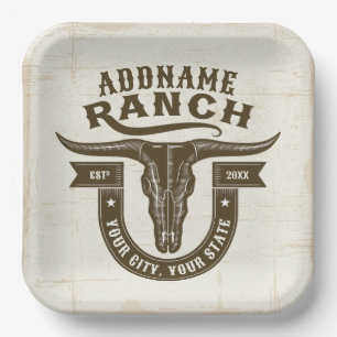 Gepersonaliseerde NAAM Bull Steer Skull Westerne R Papieren Bordje