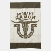 Gepersonaliseerde NAAM Bull Steer Skull Westerne R Theedoek (Verticaal)