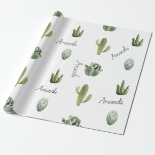 Gepersonaliseerde naam Cactus Succulent Southwest Cadeaupapier