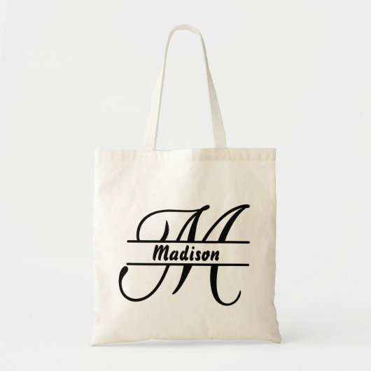gepersonaliseerde naam canvas tas, aangepaste lett tote bag (Voorkant)