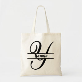 gepersonaliseerde naam canvas tas, aangepaste lett tote bag