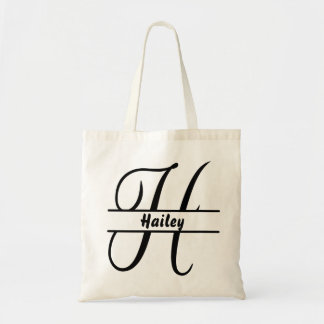 gepersonaliseerde naam canvas tas, aangepaste lett tote bag