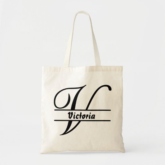 gepersonaliseerde naam canvas tas, aangepaste lett tote bag (Voorkant)