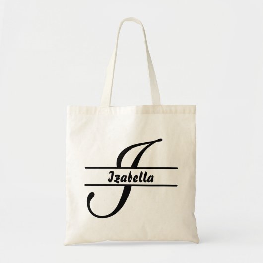 gepersonaliseerde naam canvas tas, aangepaste lett tote bag (Voorkant)