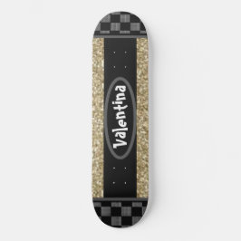 Gepersonaliseerde naam Chessboard Stijlvolle goude Skateboard