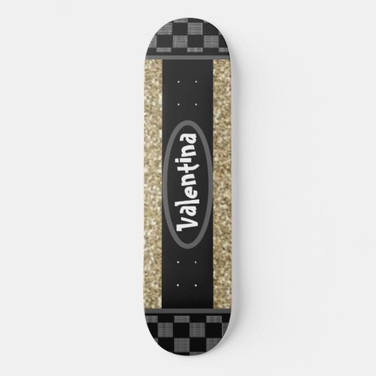 Gepersonaliseerde naam Chessboard Stijlvolle goude Skateboard (Voorkant)