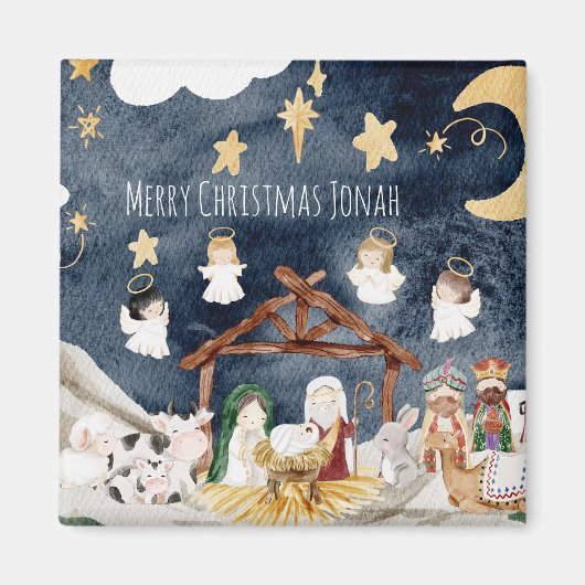 Gepersonaliseerde naam Christelijk Kerst Kinder Magneet (Voorkant)