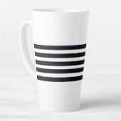 Gepersonaliseerde Naam Classic Zwart & Wit Strepen Latte Mok (Linkerhoek)