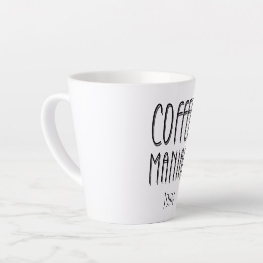 Gepersonaliseerde naam Coffee Maniac - Grappig Latte Mok (Linkerhoek)