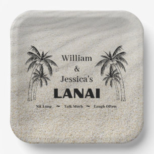 Gepersonaliseerde naam Custom Lanai tropische palm Papieren Bordje