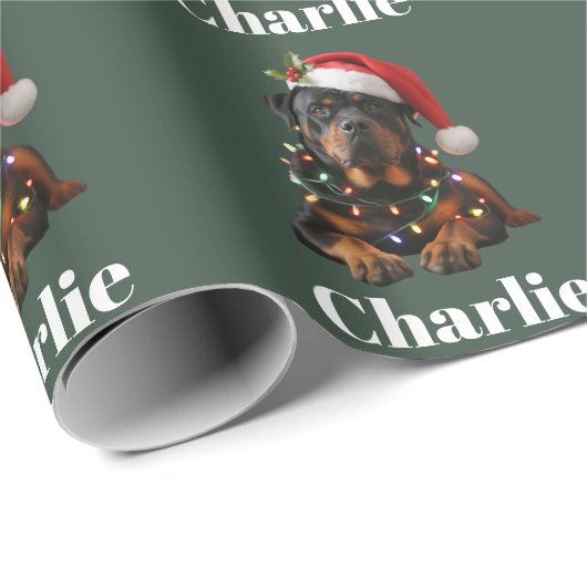 Gepersonaliseerde naam Custom Rottweiler Dog Chris Cadeaupapier (Rol Hoek)