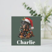 Gepersonaliseerde naam Custom Rottweiler Dog Chris Feestdagenkaart (Staand voorkant)