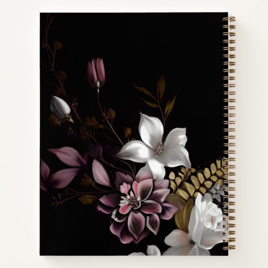 Gepersonaliseerde naam Dark en Moody Floral Notitieboek (Achterkant)