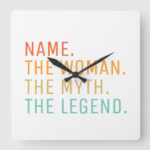 Gepersonaliseerde naam De vrouw De mythe De legend Vierkante Klok