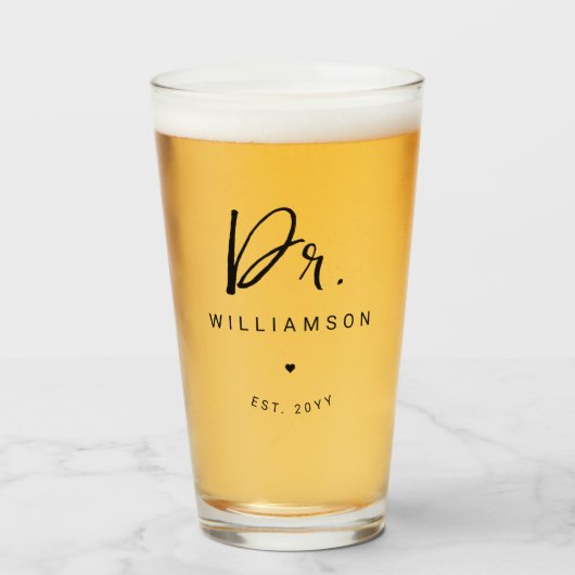 Gepersonaliseerde naam Dr Minimalist Doctor Afstud Glas (Voorkant gevuld)