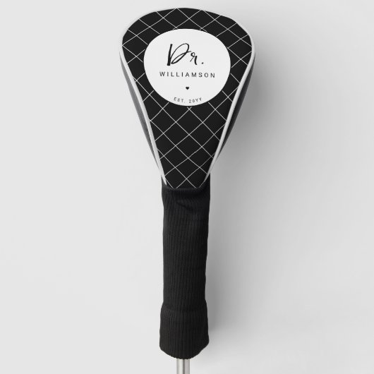 Gepersonaliseerde naam Dr Minimalist Doctor Afstud Golfheadcover (Voorkant)