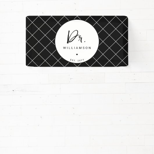 Gepersonaliseerde naam Dr Minimalist Doctor Afstud Spandoek (Insitu)