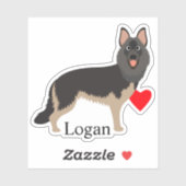 Gepersonaliseerde naam Duitse herder Donker Sticker (Vel)