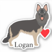 Gepersonaliseerde naam Duitse herder Donker Sticker (Voorkant)
