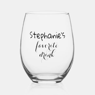 Gepersonaliseerde naam Eenvoudige favoriete drank Wijnglas Zonder Voet