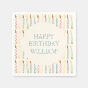 Gepersonaliseerde Naam Eenvoudige Verjaardag Kaars Servet