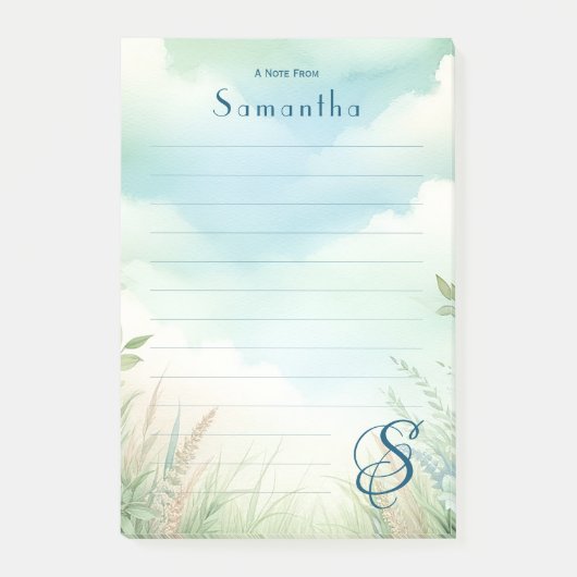 Gepersonaliseerde naam Elegant monogram gevoerd Post-it® Notes (Voorkant)