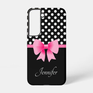 Gepersonaliseerde naam Elegant Pink Bow Samsung Galaxy Hoesje