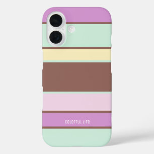 Gepersonaliseerde naam Elegante moderne pastelstre iPhone 16 Hoesje