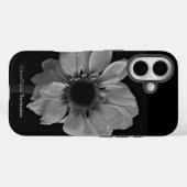 Gepersonaliseerde naam Elegante zwart-witte bloem Case-Mate iPhone Case (Achterkant (horizontaal))