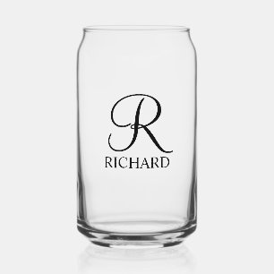 Gepersonaliseerde naam en monogram blikvorm glas