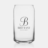 Gepersonaliseerde naam en monogram van het bruidsm blikvorm glas (Voorkant)
