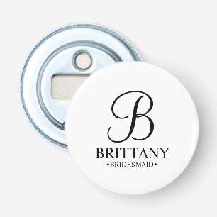 Gepersonaliseerde naam en monogram van het bruidsm button flesopener