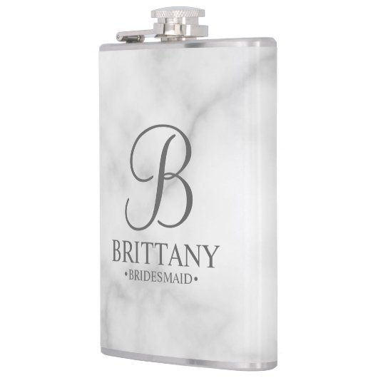 Gepersonaliseerde naam en monogram van het bruidsm heupfles (Links)