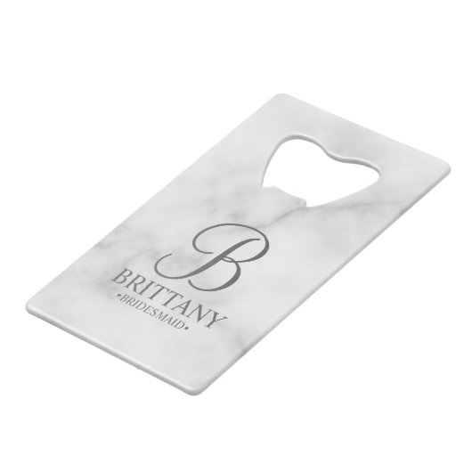 Gepersonaliseerde naam en monogram van het bruidsm kredietkaart flessenopener (Voorkant Gekanteld)