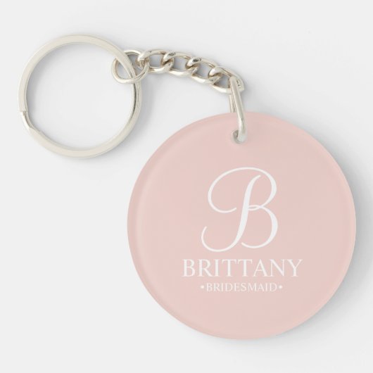 Gepersonaliseerde naam en monogram van het bruidsm sleutelhanger (Voorkant)