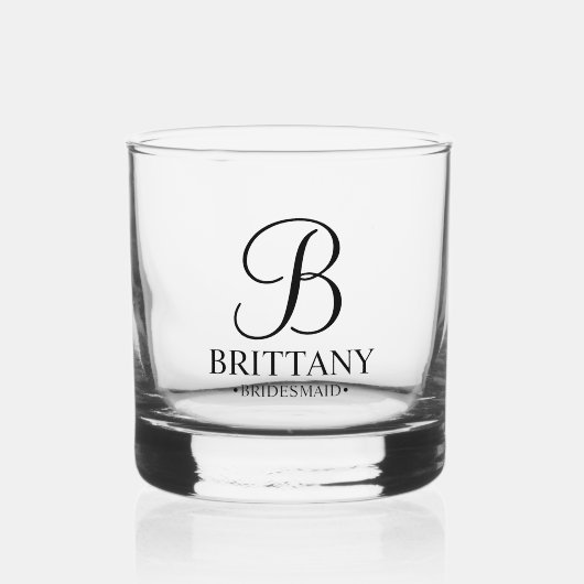 Gepersonaliseerde naam en monogram van het bruidsm whisky glas (Voorkant)