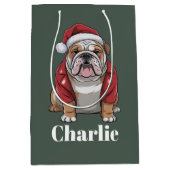 Gepersonaliseerde naam Engelse Bulldog Christmas Medium Cadeauzakje (Voorkant)