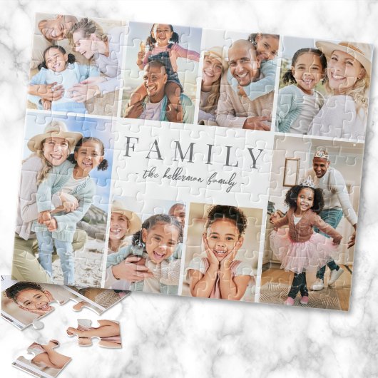 Gepersonaliseerde naam Familiefotocollage Legpuzzel
