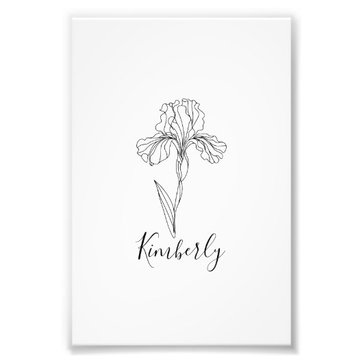 Gepersonaliseerde naam Februari Iris Geboortebloem Foto Afdruk (Voorkant)