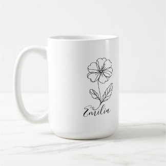 Gepersonaliseerde naam Februari sleutelbloem Geboo Koffiemok